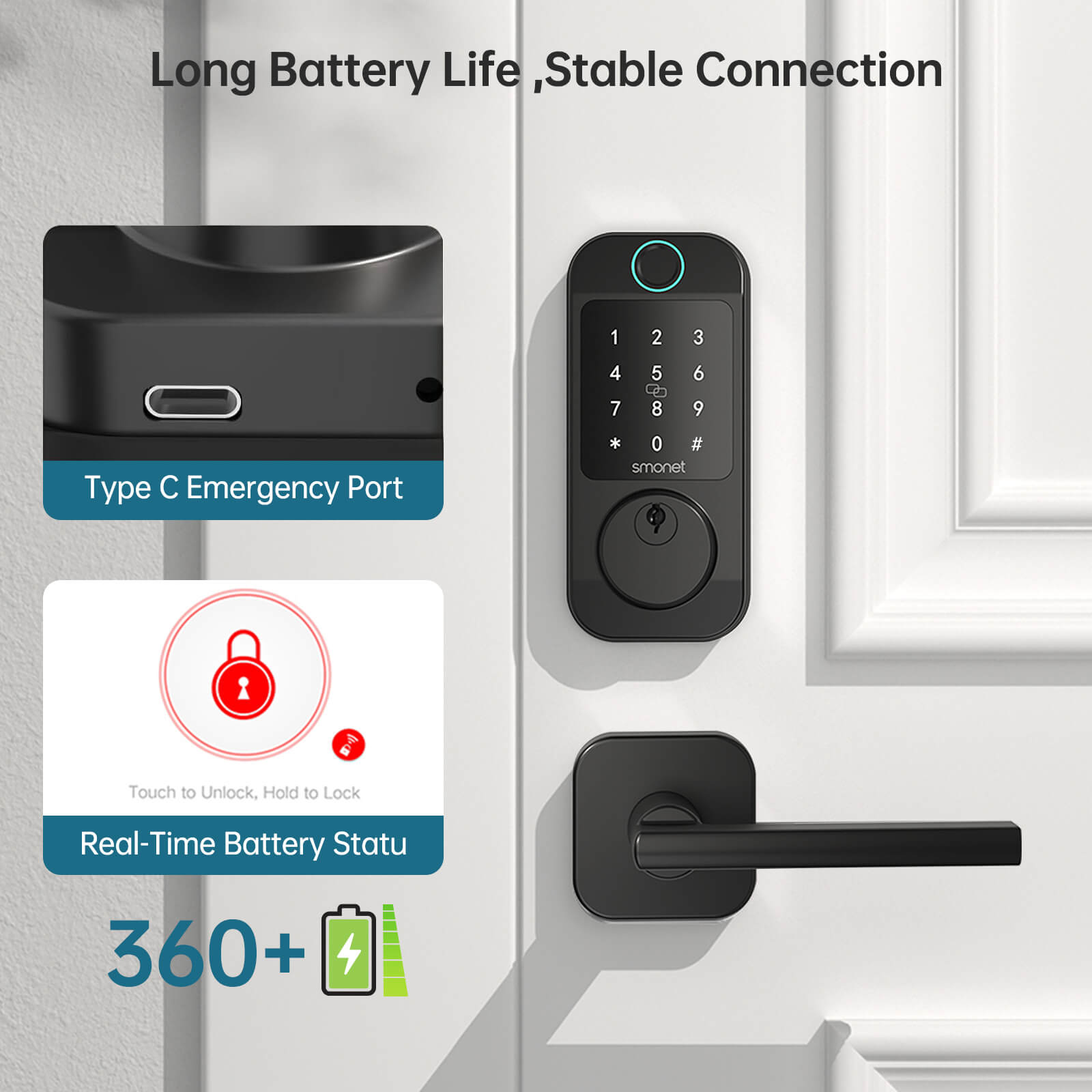SMONET M6 Keyless Entry Door Lock Handleset