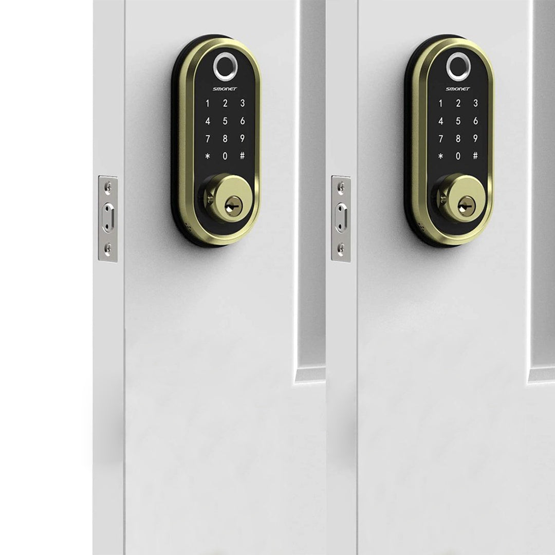 Smonet ZNS-Y001 Fingerprint Keyless Entry Door Lock & Wifi Gateway Gold Show, No handle