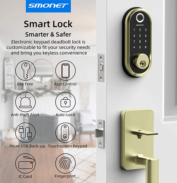 Smonet ZNS-Y001 Fingerprint Keyless Entry Door Lock & Wifi Gateway Function