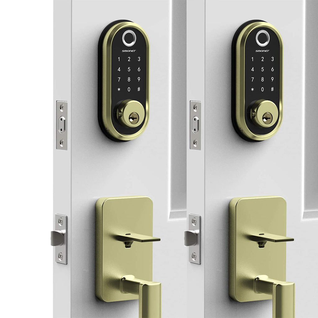 Smonet ZNS-Y001 Fingerprint Keyless Entry Door Lock & Wifi Gateway Gold Show