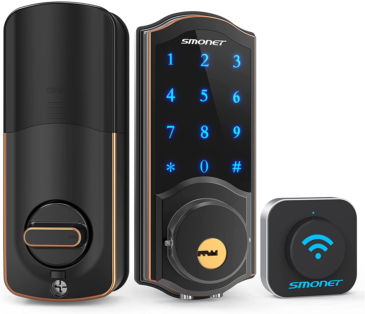 Smonet SMUS-AM Keyless Door Lock & Wifi Gateway, Black main picture 2