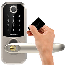 Smonet ZNS-H001 Keyless Smart Lock with Handle & Wifi Gateway, Silver