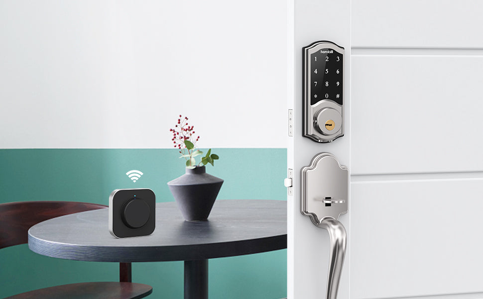 Smonet SMUS-AM Keyless Door Lock & Wifi Gateway, Silver Actual display