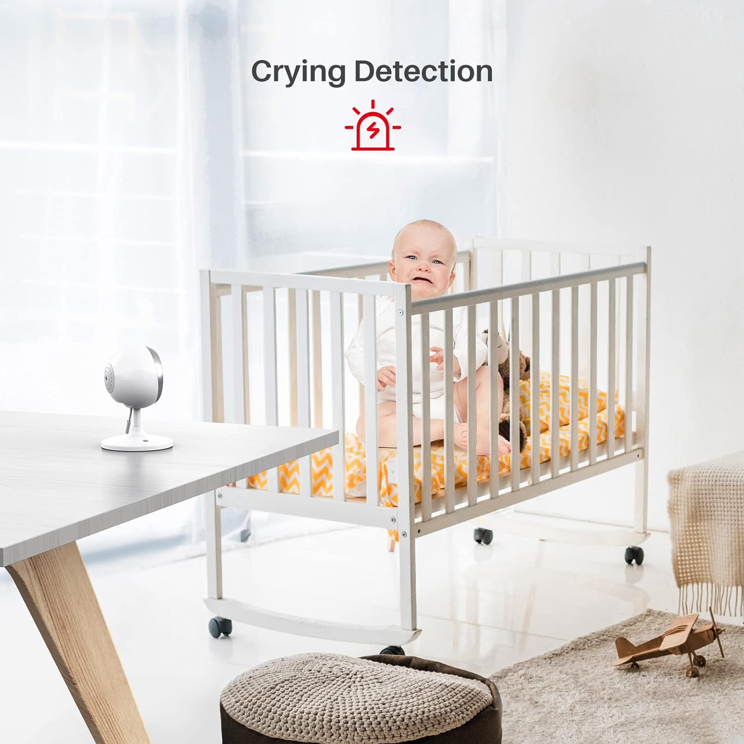 Baby Monitor with Video and Audio,SMONET 1080P Baby Monitor with 2 Cameras Remote Pan Tilt Feed Alarm Two-Way Talk Night Vision Crying Alarm