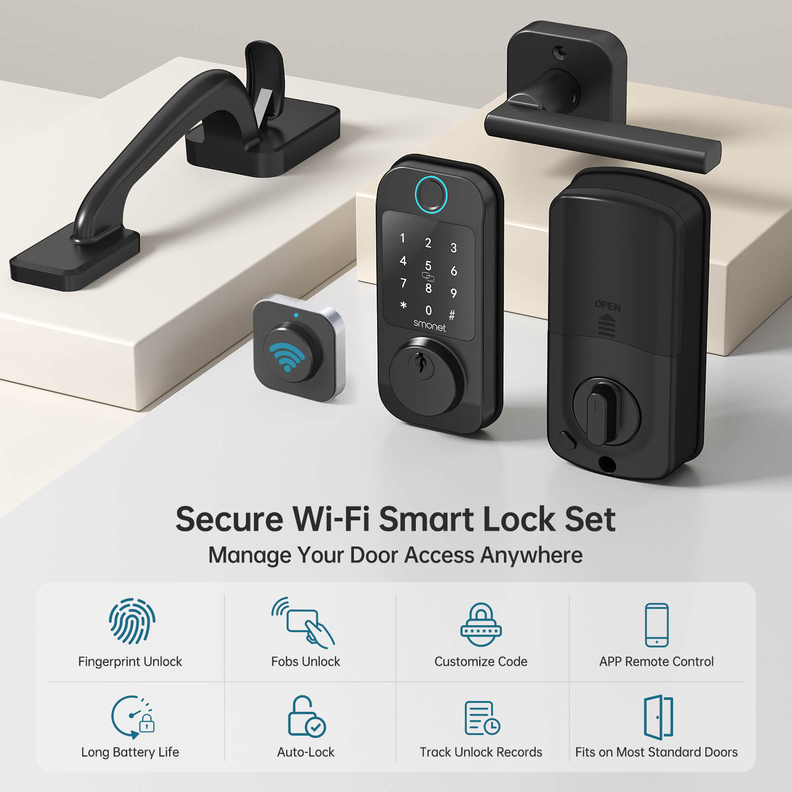 SMONET M6 WiFi Front Door Lock Set