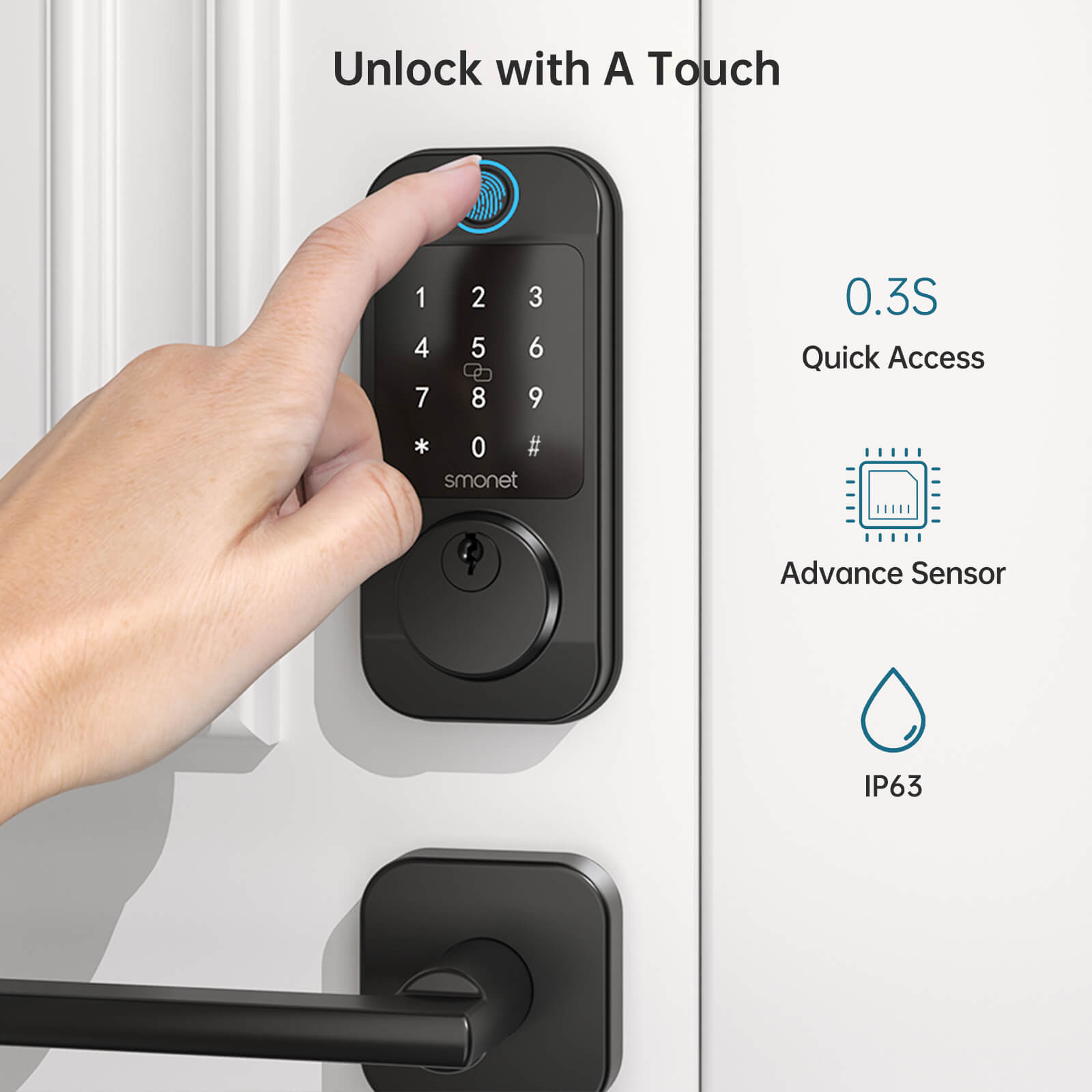 SMONET M6 Keyless Entry Door Lock Handleset