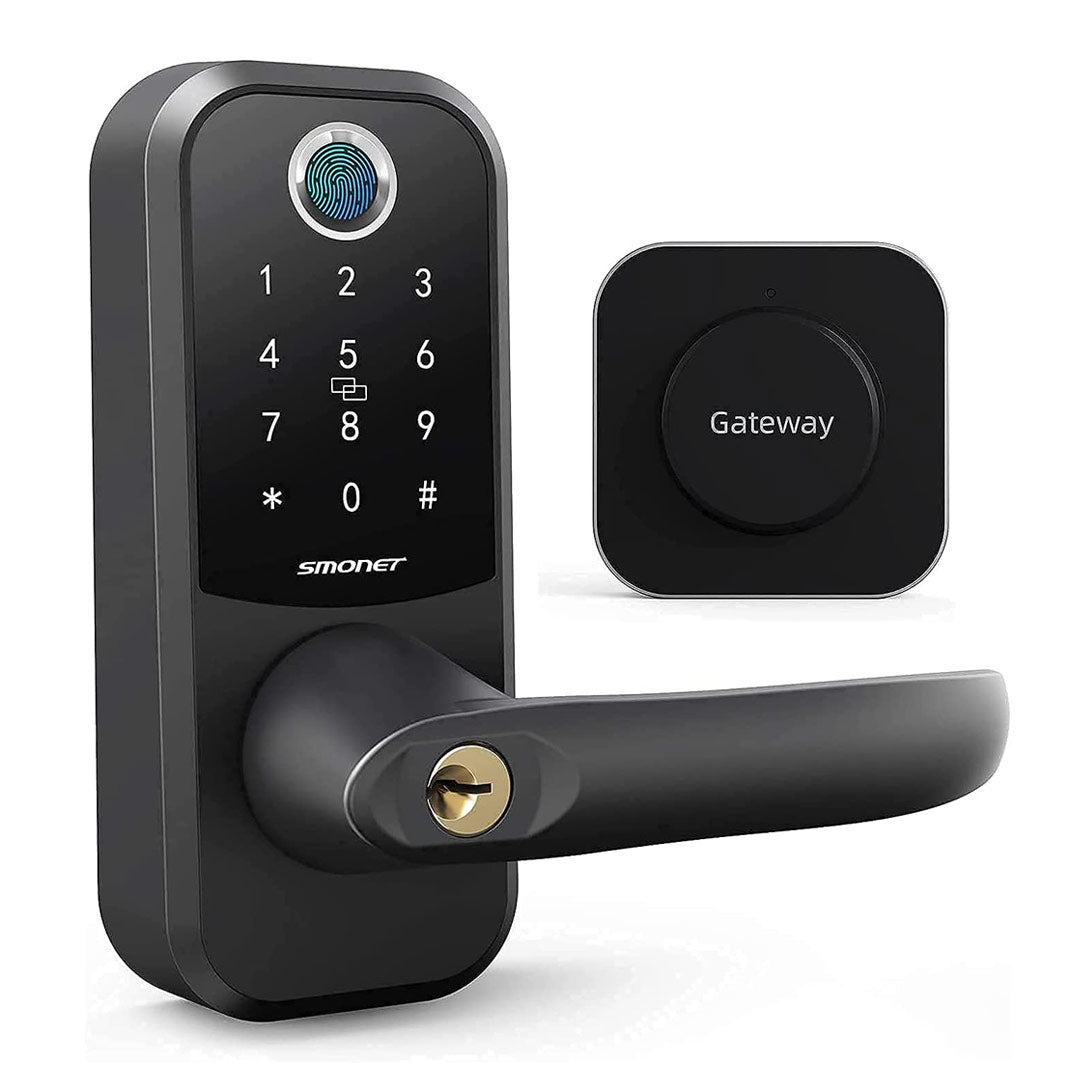 Smonet ZNS-H001 Keyless Smart Lock with Handle & Wifi Gateway, Black main picture